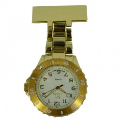 NY London PI-2022 Metal Nurse Fob Watch Gold White